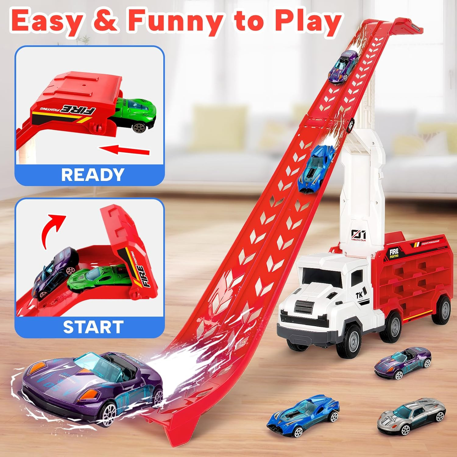 Truck Car Toys for 3, 4, 5, 6 Years Old Boys Girls, 25 in Race Track Truck Toys,