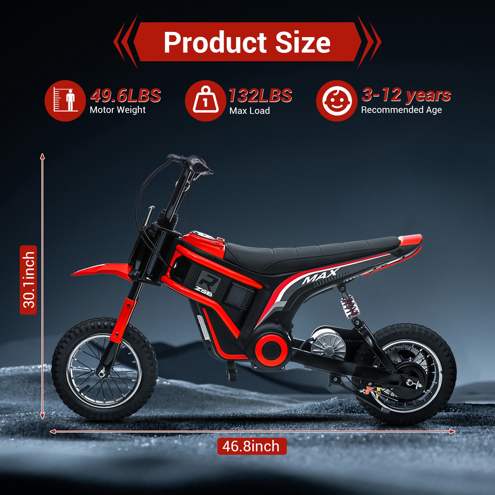 For Kids 8-12 Years 24V 350W Children’s Two-wheel Electric Mountain Motorbike