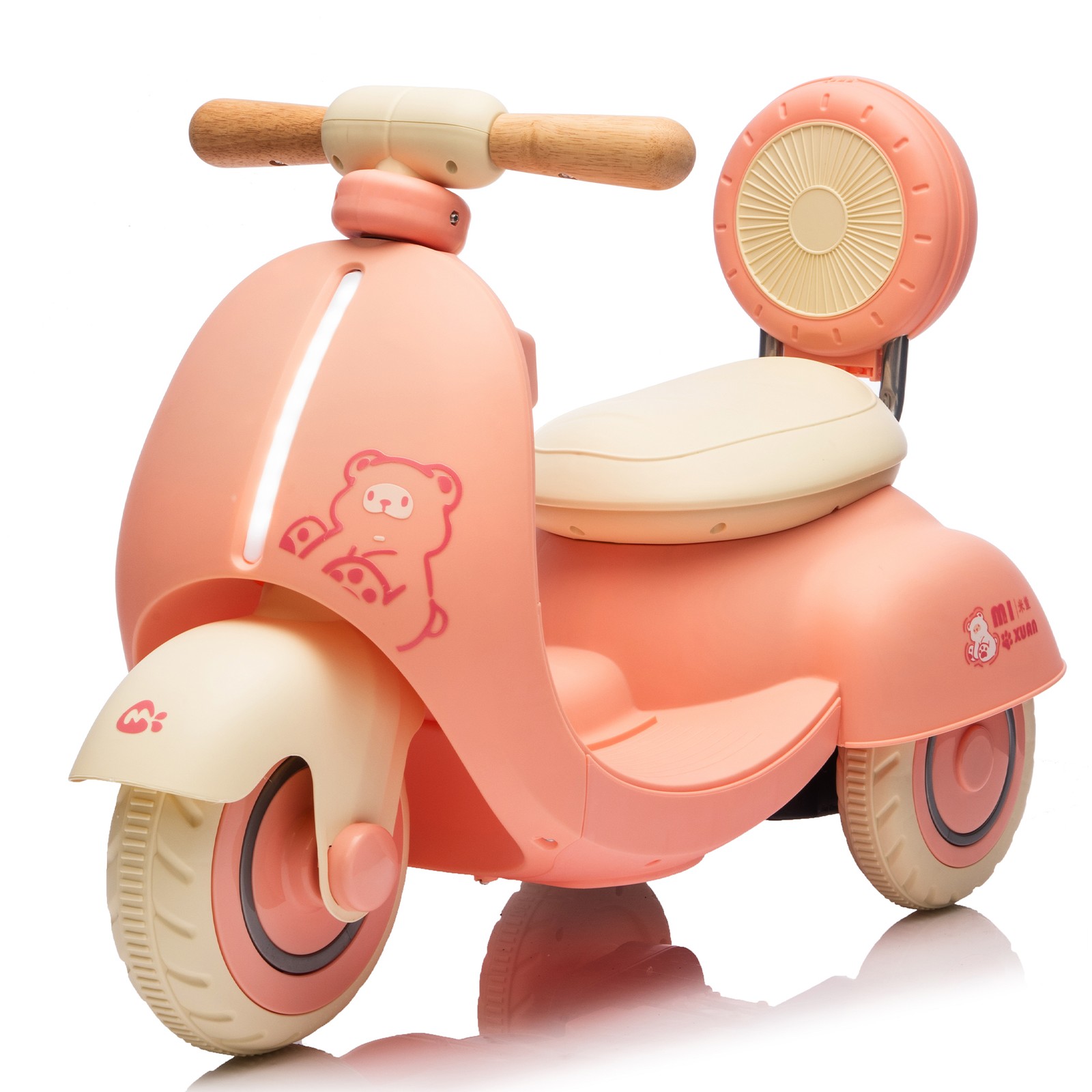 12V 3-Wheel Kids Motorcycle, Parental Remote, Wooden Handle, Slow Start, 1-3Y