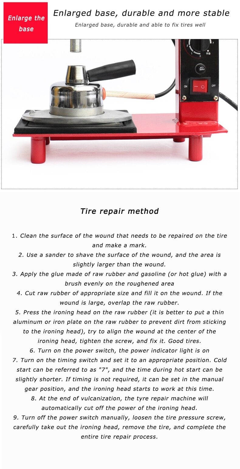 Automatic Temperature Control Car Electric Tire Repair Machine 220V 500W