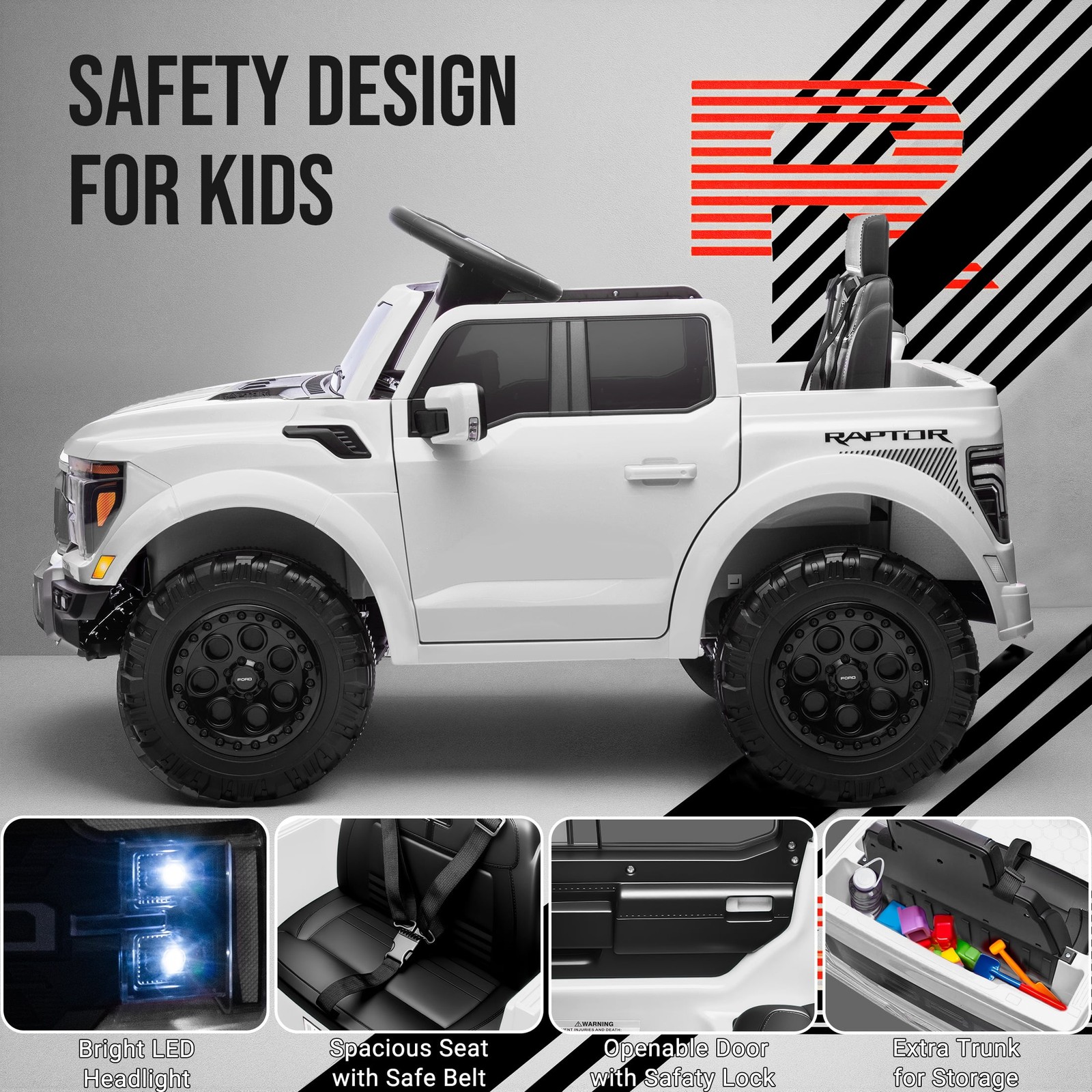 Ford F150 12V Ride On Toy Car Raptor Electric Powered Truck Remote Control