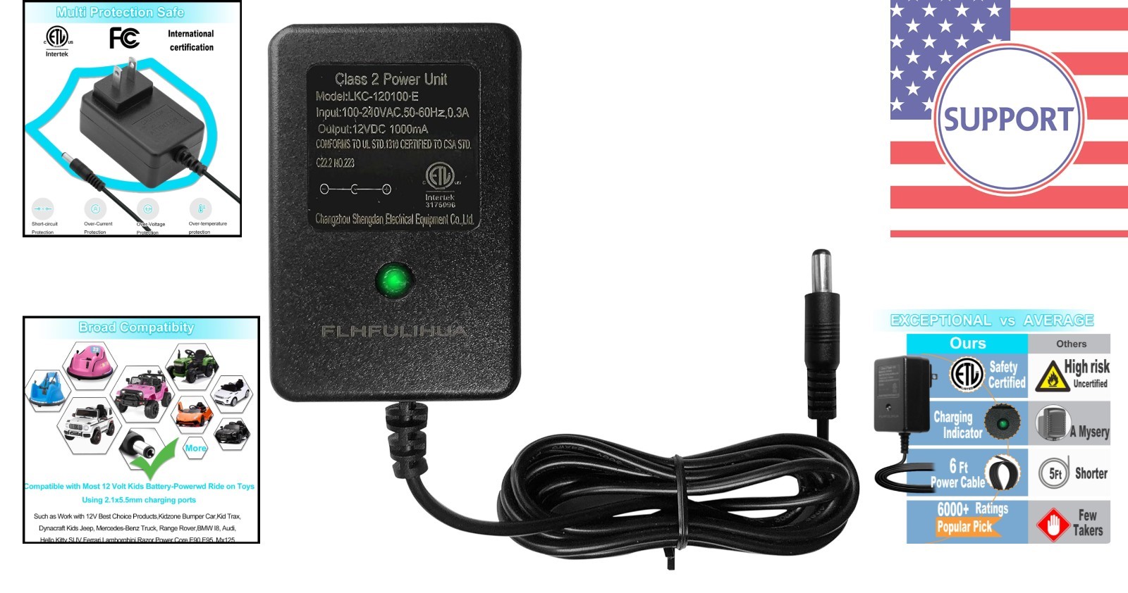 Safe 12V Charger for Ride-On Vehicles – LED Indicators & Automatic Function