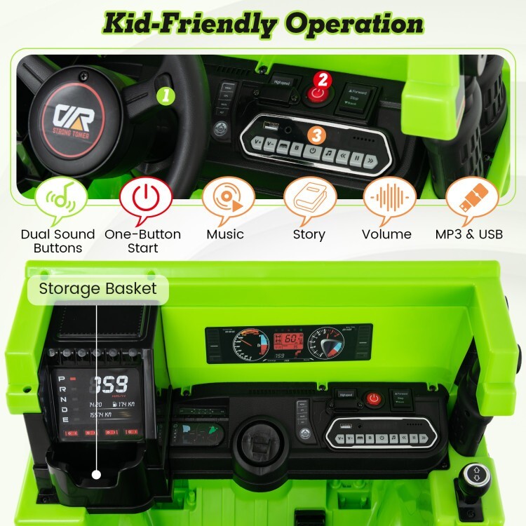 12V Battery Kids Ride on Electric Dump Truck Car Gift Kids w/2.4G Remote Control