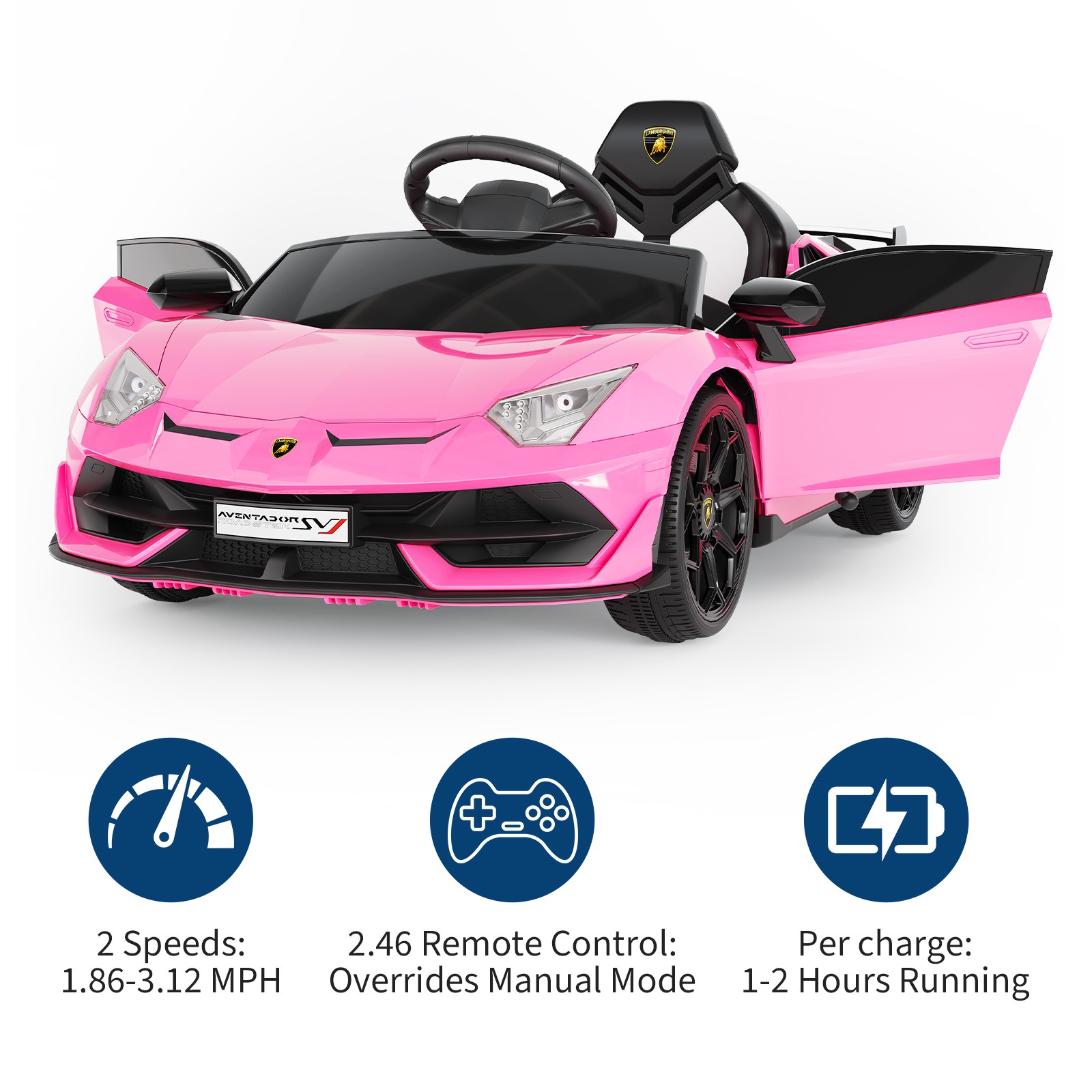 12V Kids Electric Car with Remote Control, Ride-On Toy for Boys & Girls – Pink