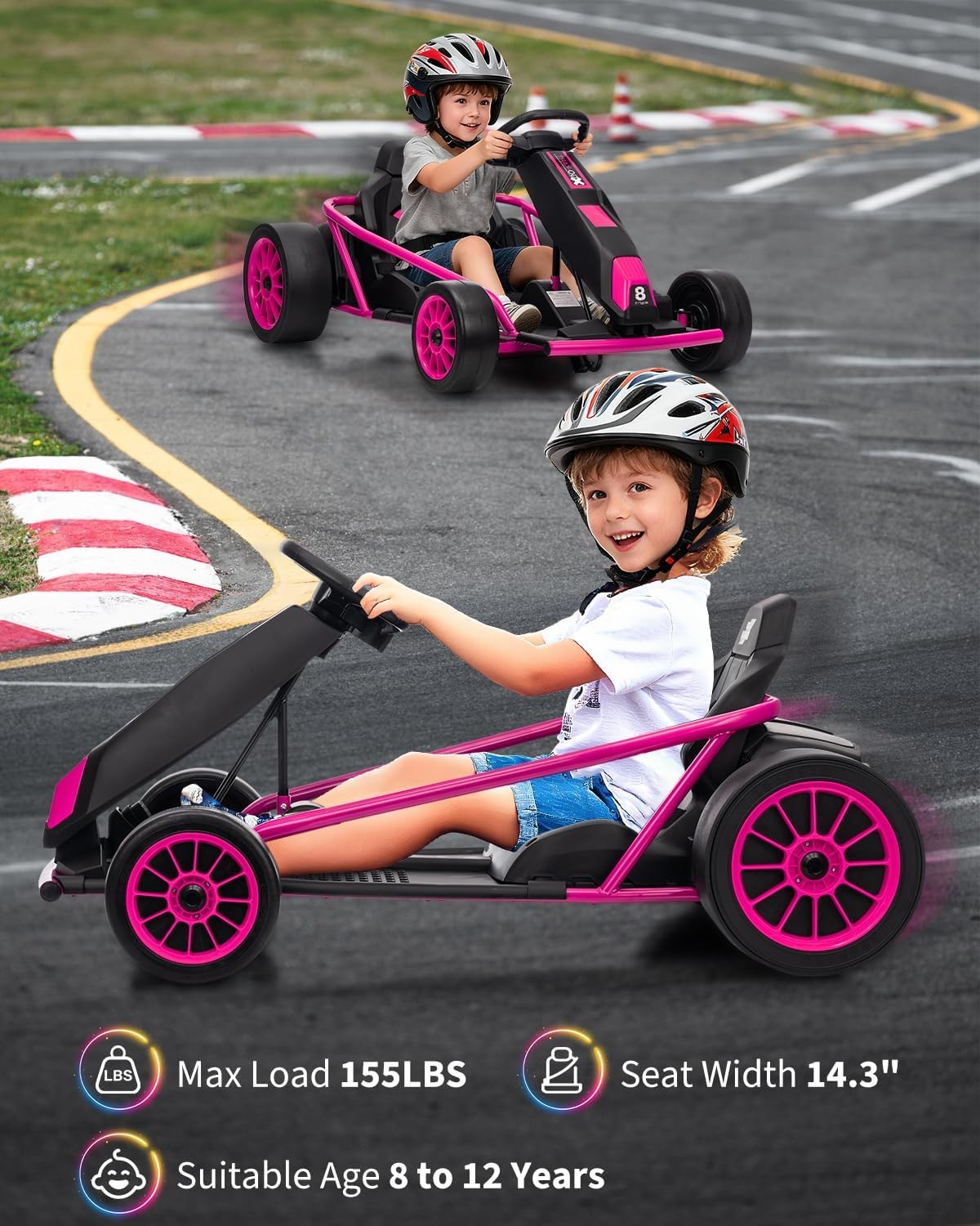 24V Ride On Go Kart for Kids 24V 9Ah Battery 2x300W Motors Electric Ride on Toys