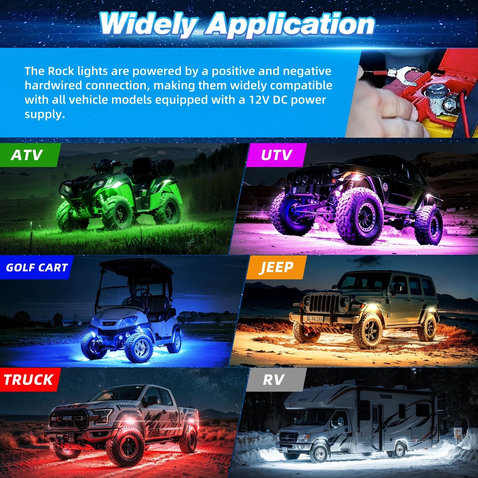 6 Pods Alloy LED Rock Lights for UTV ATV Golf Cart Truck RZR Offroad, Upgrade…