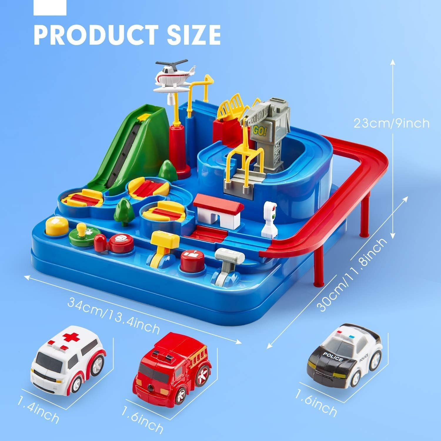 Toys for 3 Year Old Boys – Large Car Race Track for Toddlers 3-5, City Rescue To