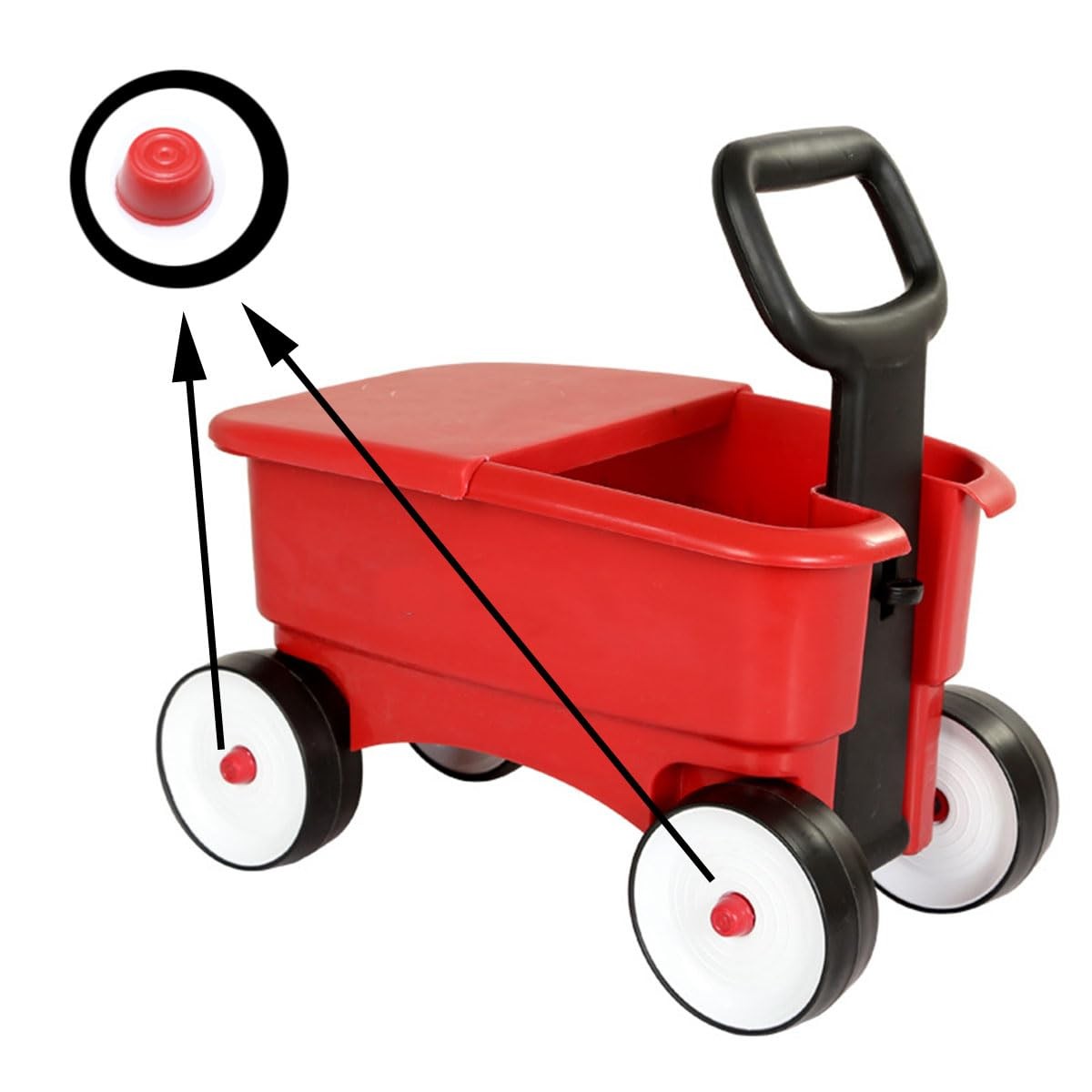 Hub Cap Replacement Compatible with Popular Red Wagon Brand, Steel & Wood Wagons