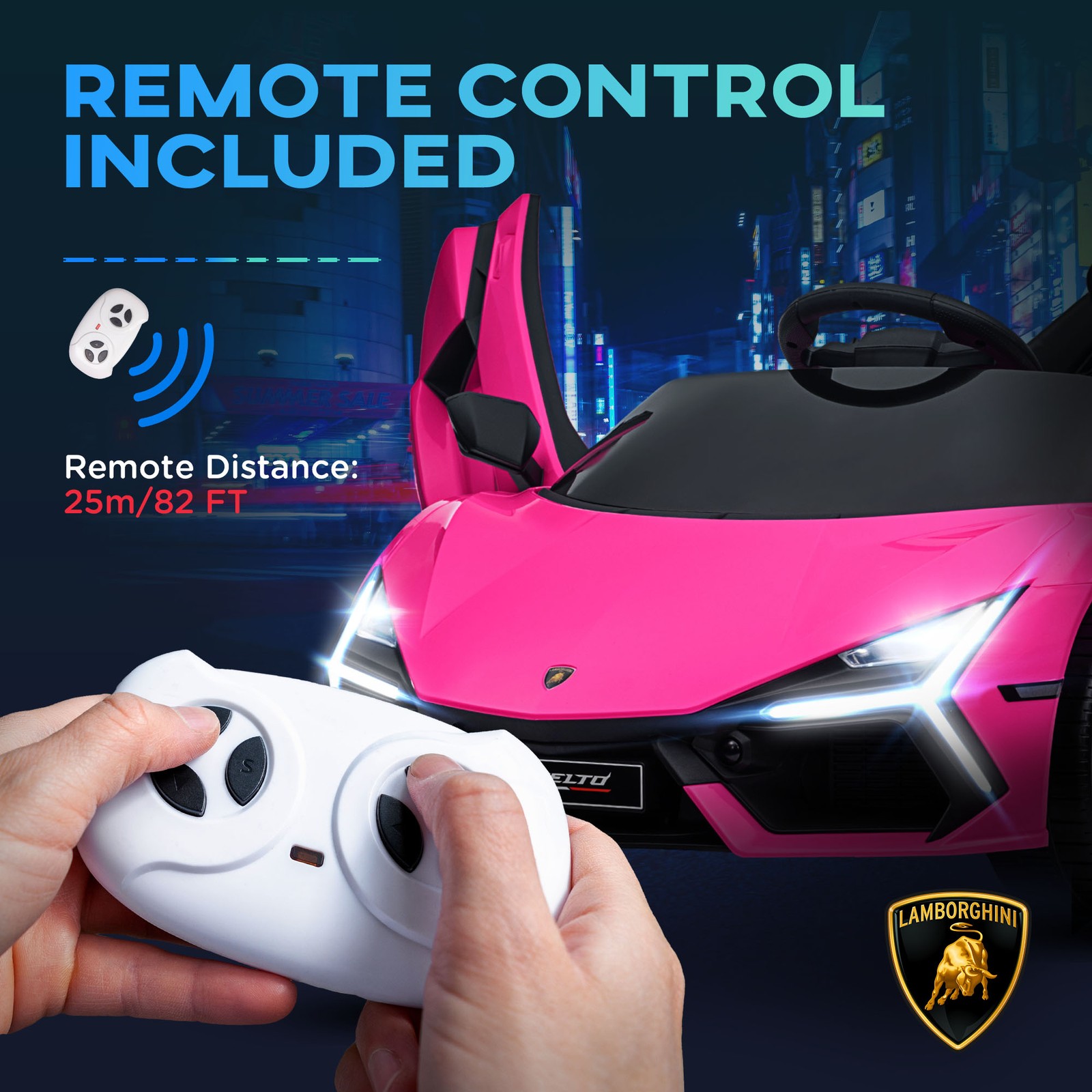 Lamborghini Revuelto Licensed Kids Ride on Car w/ Suspension, Pink