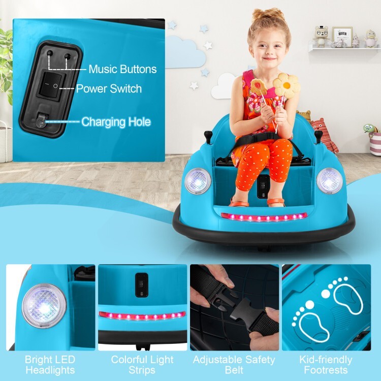 12V Battery Powered Kids Ride on Electric Bumper Car Gift Kids w/Remote Control