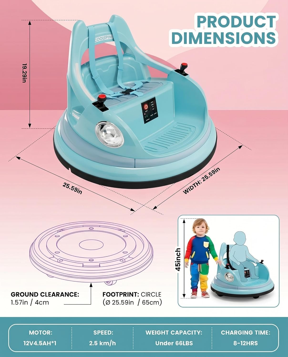 12V Electric Bumper Car for Toddlers, Ride on Bumper Cars, Kids Ride on Toy with