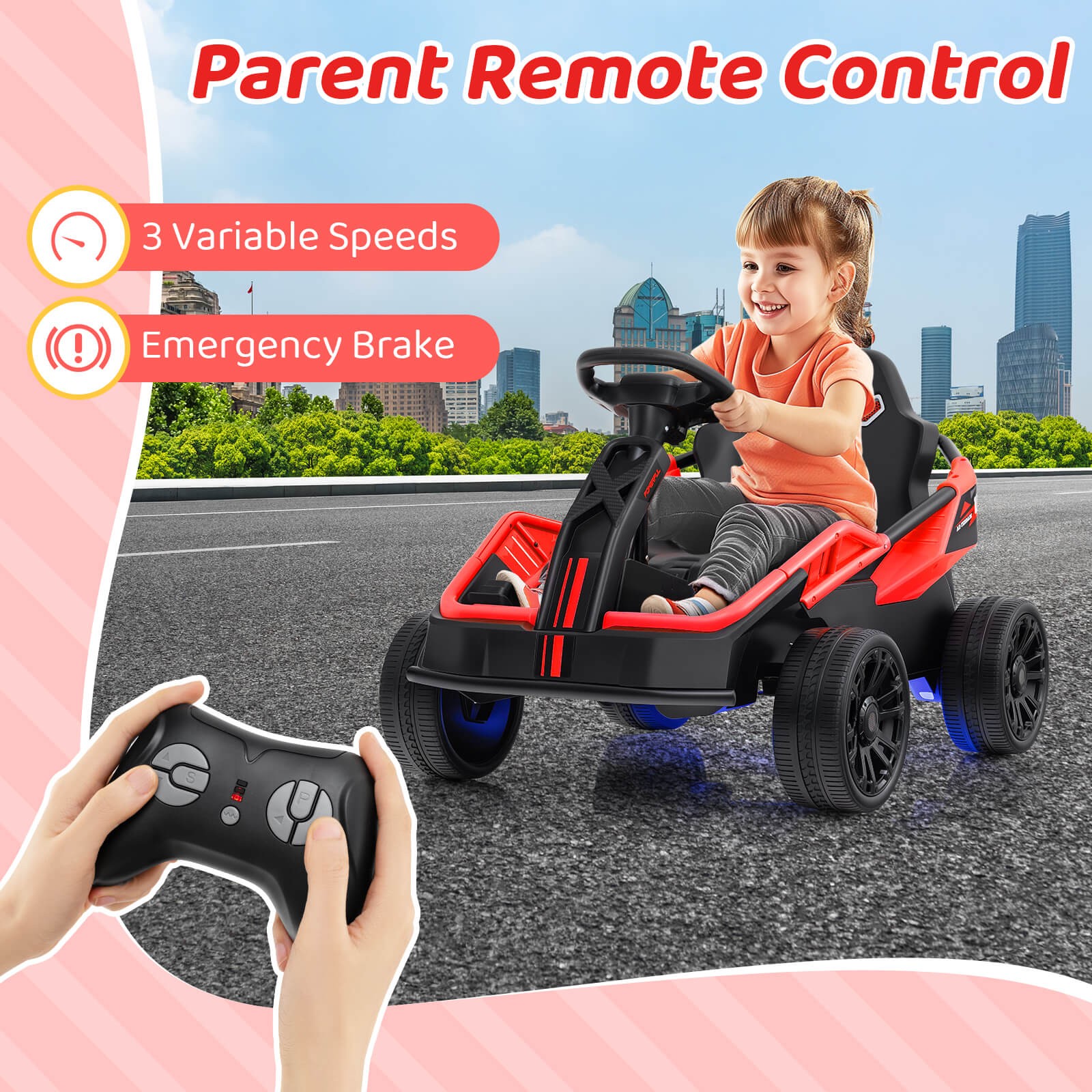 Ride on Car for Big Kids 12V Battery Powered Electric UTV w/Remote Control Red