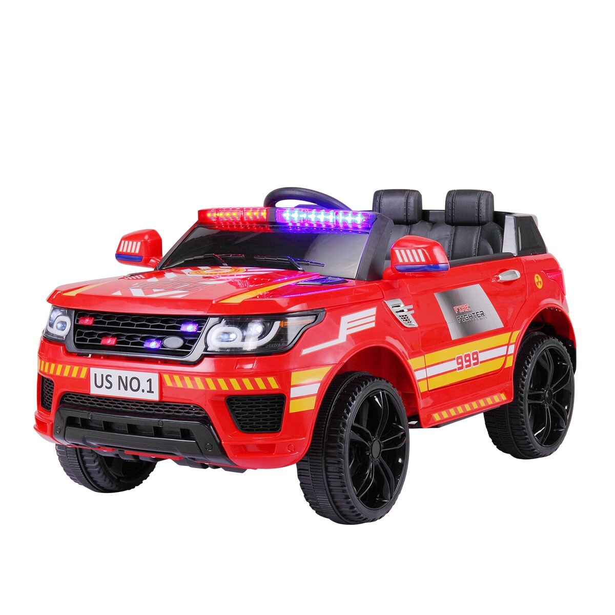 TOBBI 12V Fire Truck Ride on Battery Powered Electric Kids Car w/Remote Control