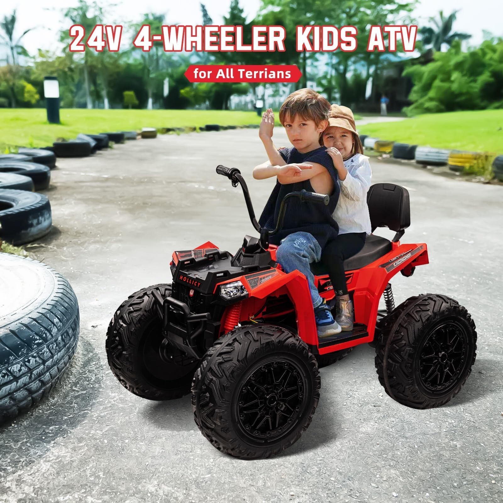 24V Kids Ride On ATV Quad Electric 4-Wheels Car Toy W/ LED Light USB & MP3 Music