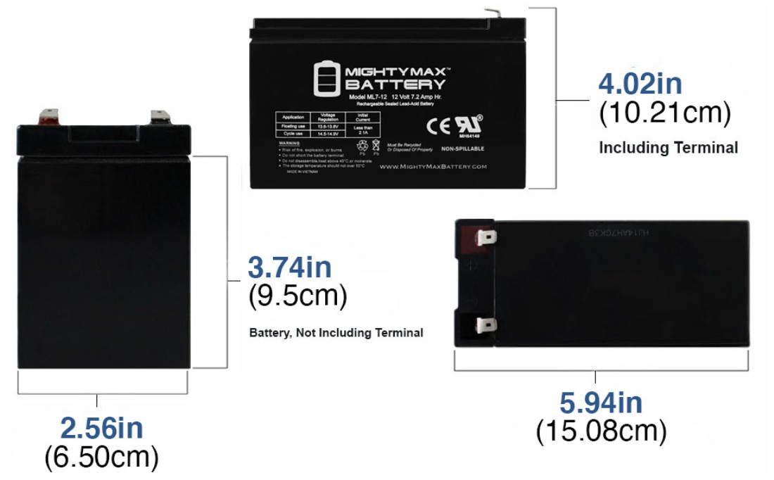 Kids Ride On Car 12V Replacement Battery 7 Amp Hr. for Electric Power Wheels