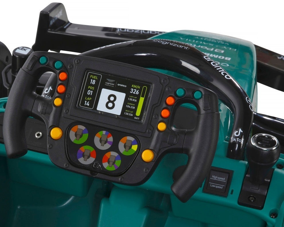Dynacraft 12V Aston Martin Aramco Formula One Team Race Car Ride On Power Wheel