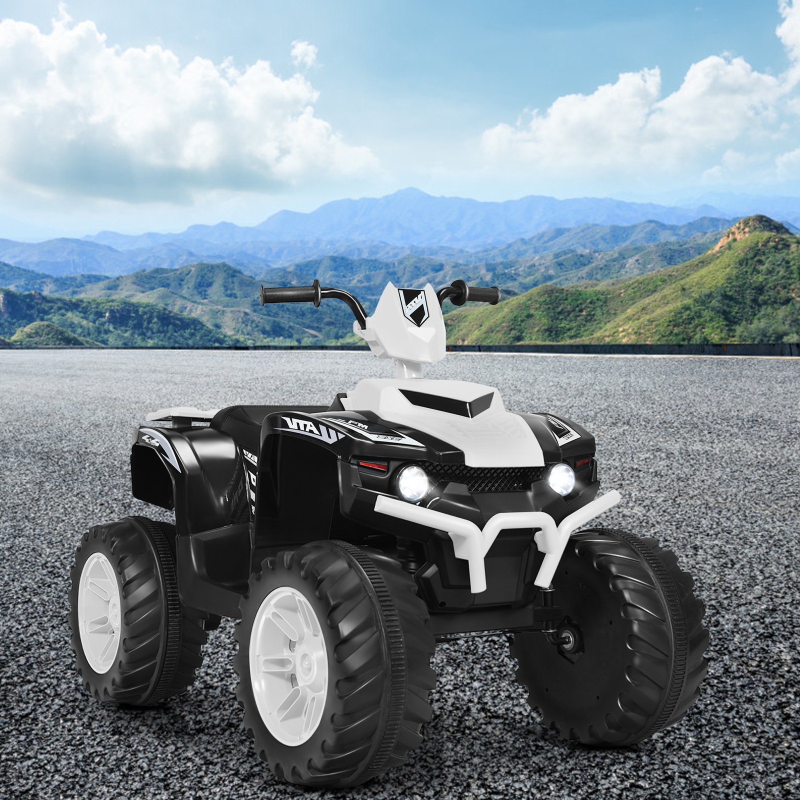 Costway 12V Kids 4-Wheeler ATV Quad Ride On Car w/ LED Light & Music White