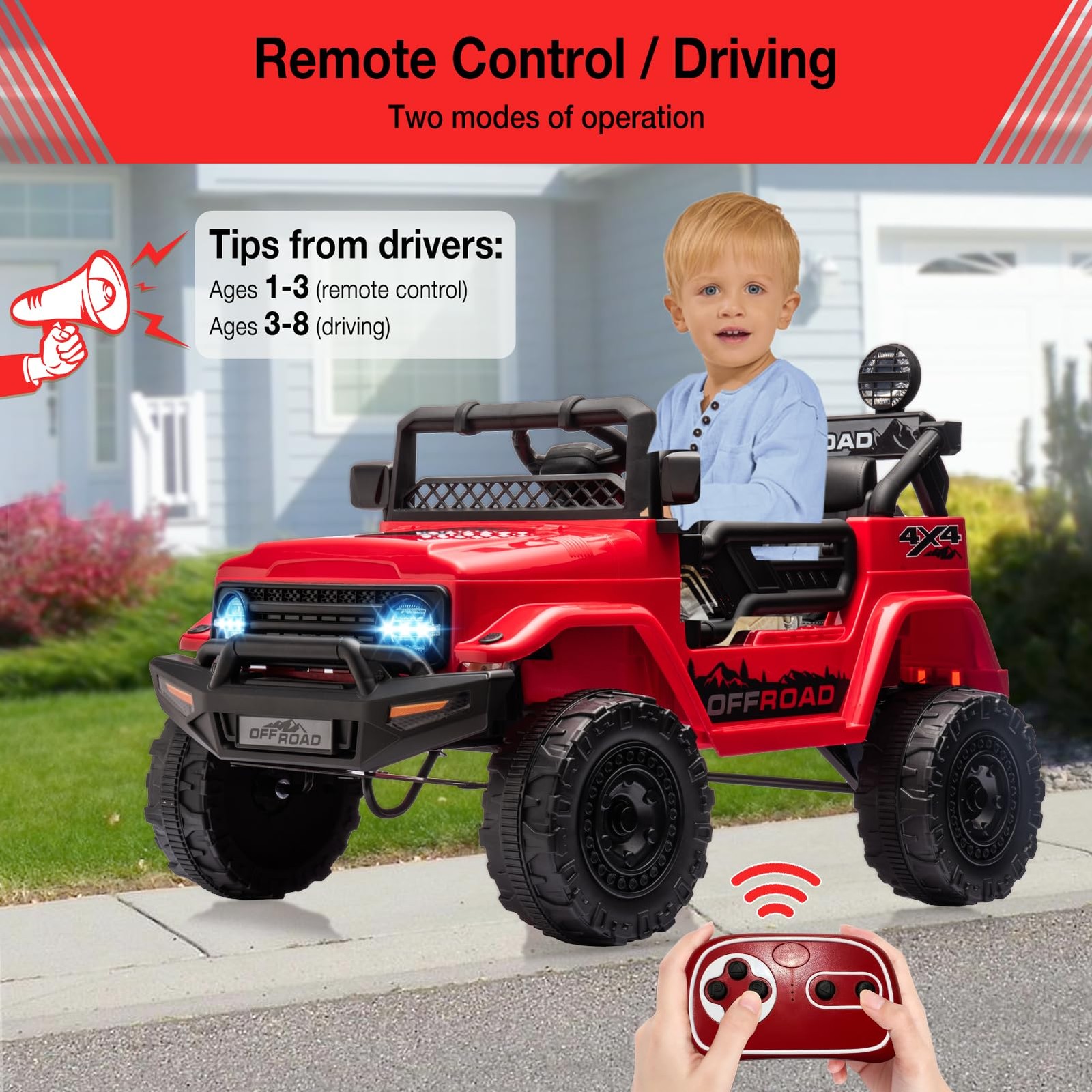 12V Electric Truck for Kids – Remote Control Car with Spring Suspension Ride-On