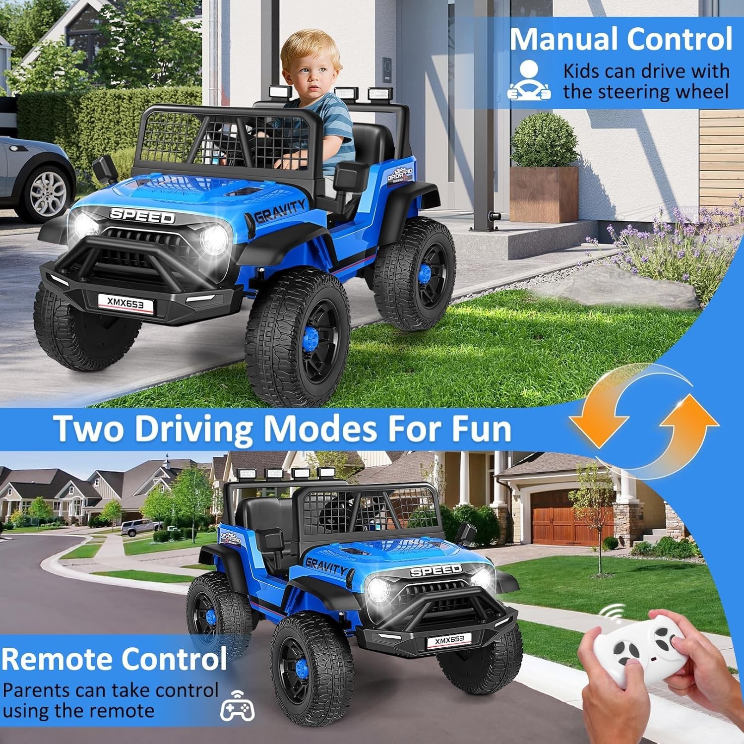 24V Ride on Car with Remote Control Toddler Electric Car 2×100W Strong Motors