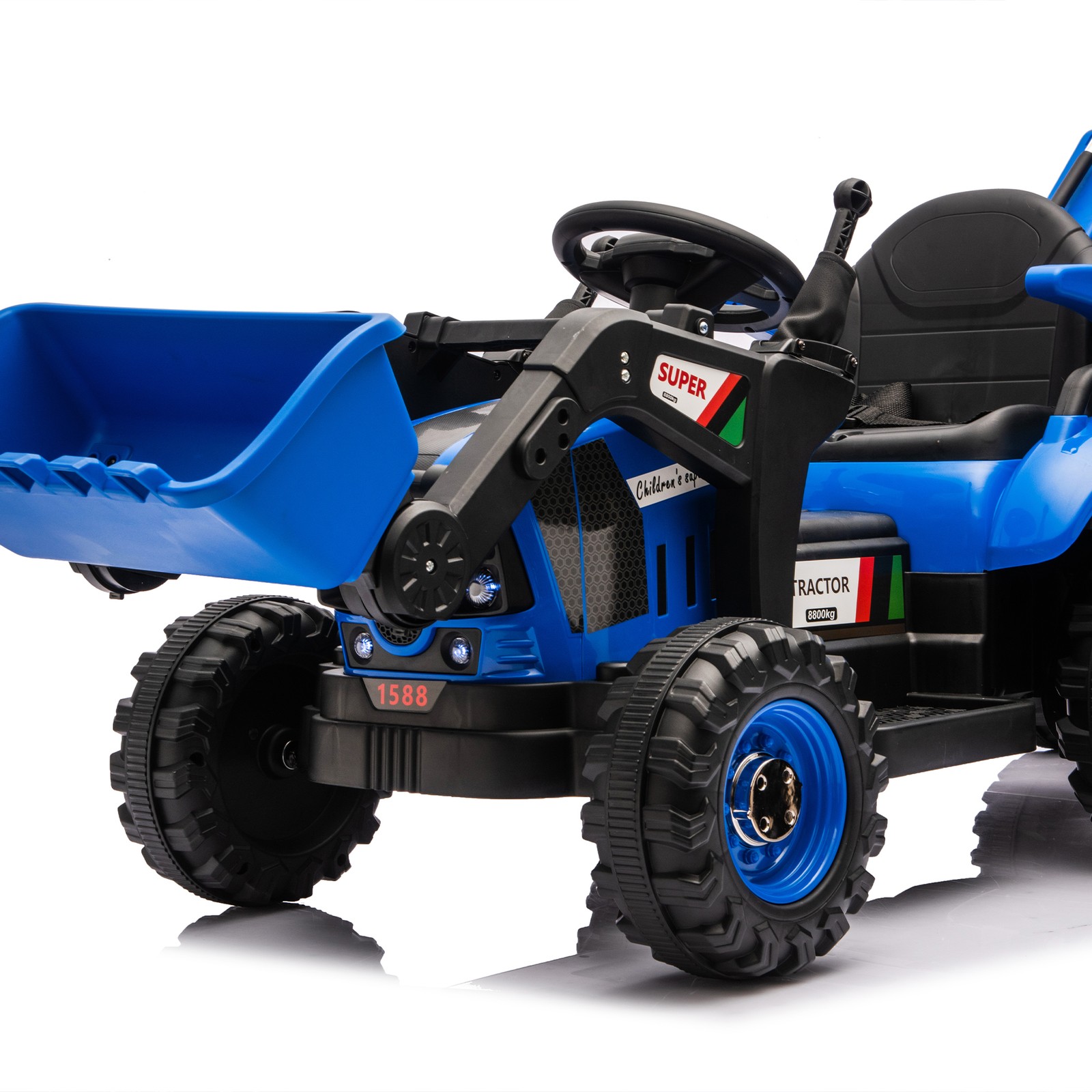 24V Kids Ride On Electric Tractor Car 4-in-1 Construction w/Parents Control Blue