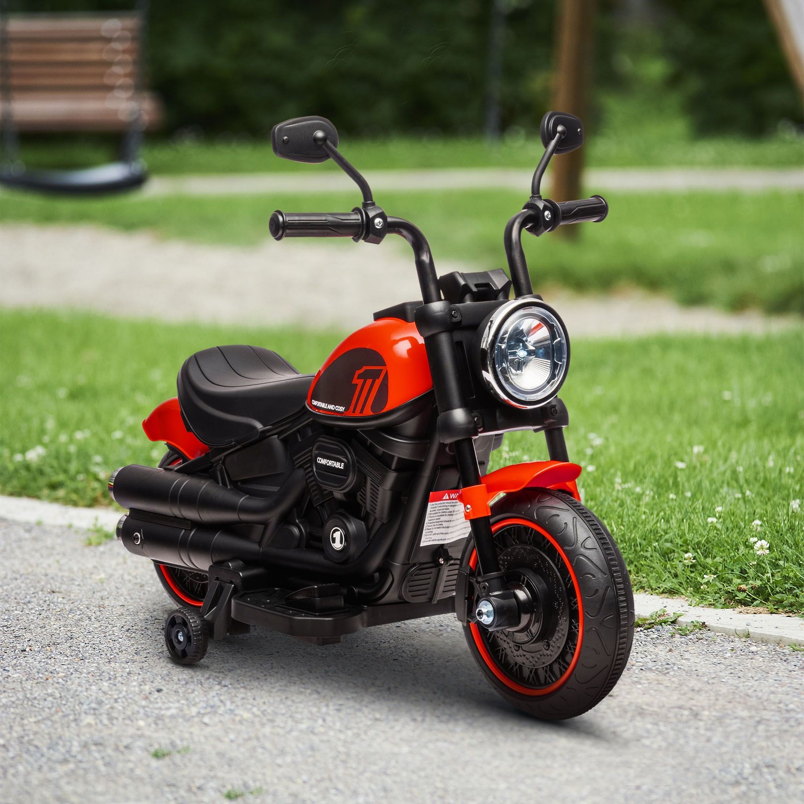 6V Motorcycle for Toddlers 30×16.5×22.5 in 55lb Load Red