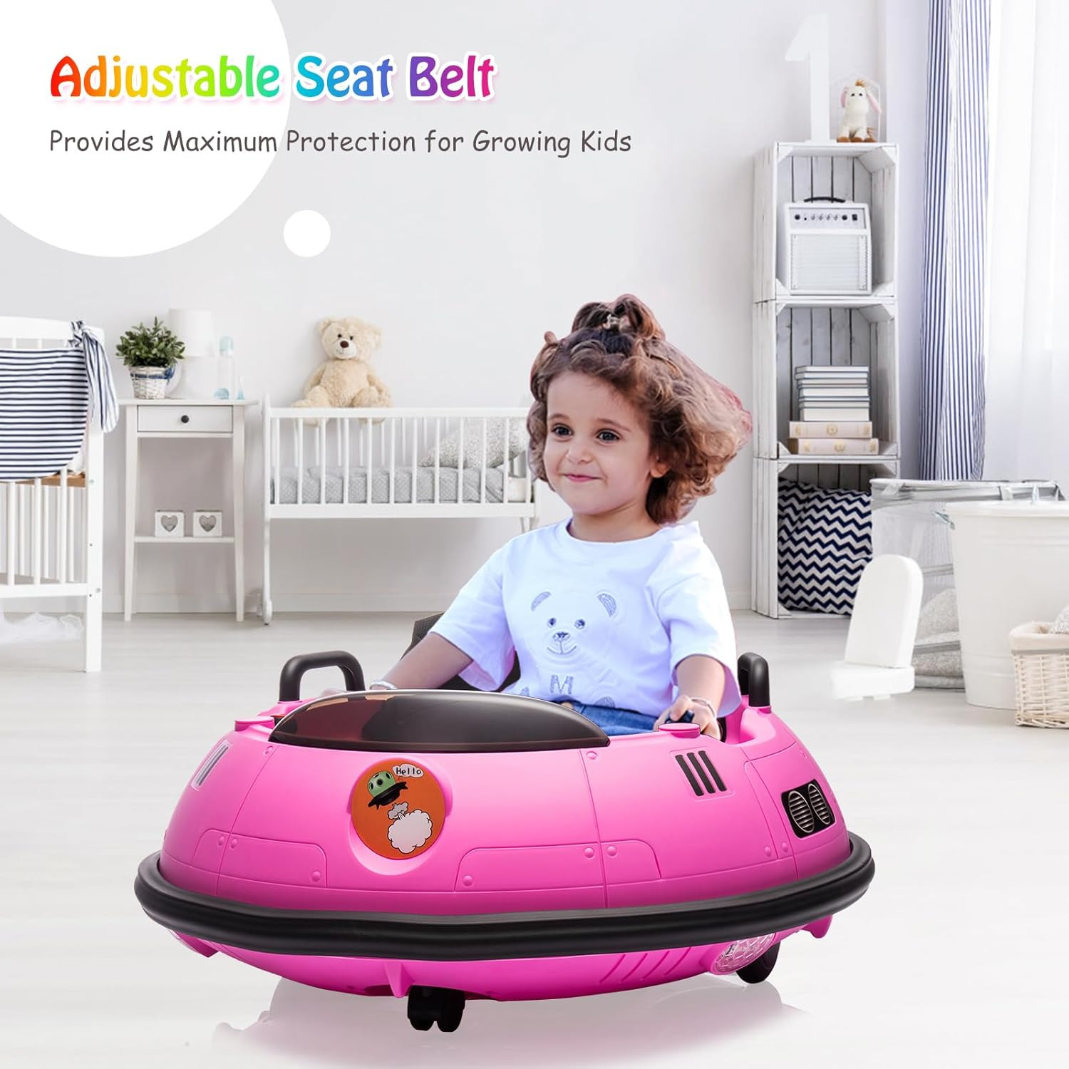 Ride on Bumper Car, 12V Electric Toddlers Car with Remote Control, Safety Belt,