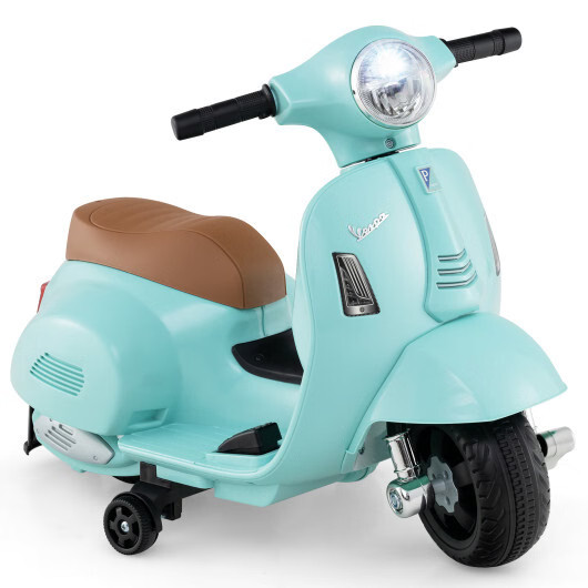 Kids Ride on Motorcycle Licensed Vespa with LED Headlight and Horn Sound-Green –