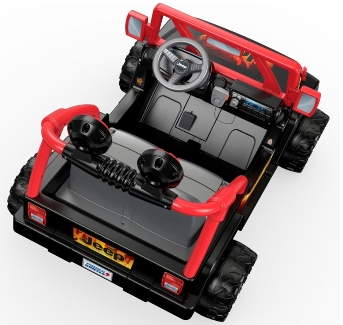 Power Wheels 12V Tough Talking Jeep Powered Ride-On – Black/Red FFR92-9993