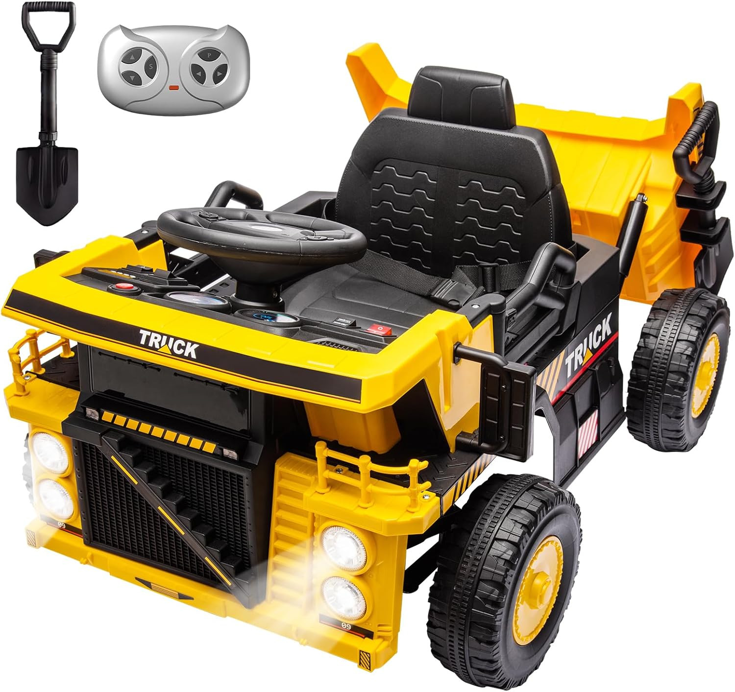 Ride on Dump Truck, 12V Ride on Construction Car for Kids with Remote Control,El