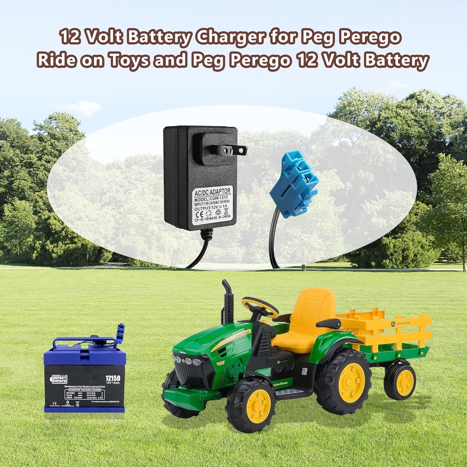 12 Volt Power Wheels Charger Compatible with Peg Perego 12 Volt Battery for John