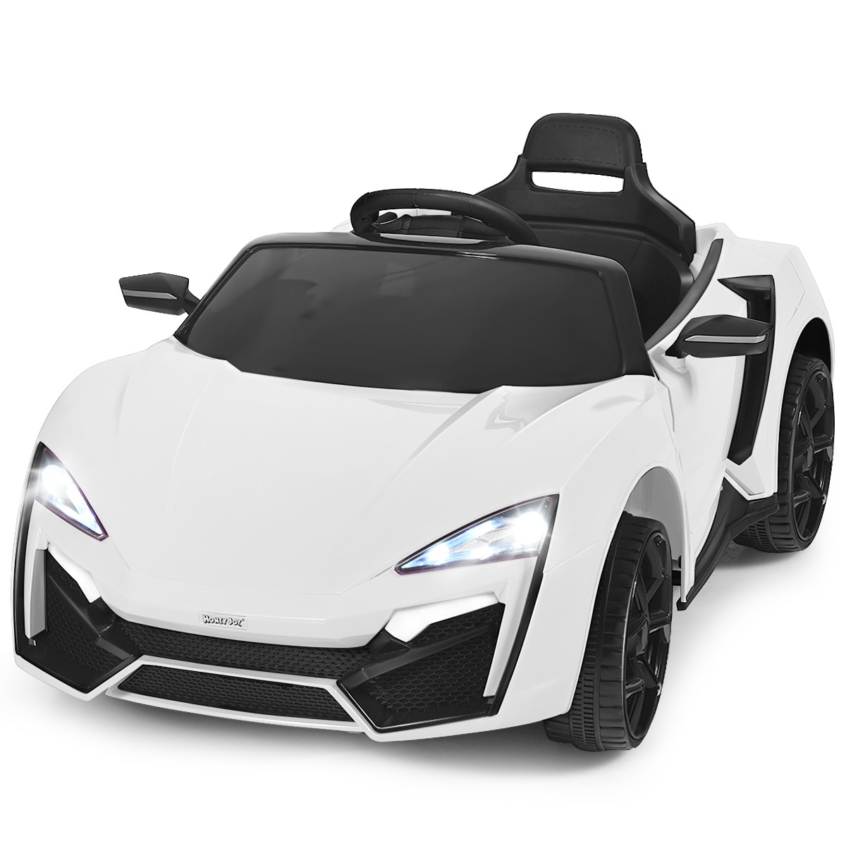 12V Kids Ride On Car 2.4G RC Electric Vehicle w/ Lights MP3 Openable Doors White