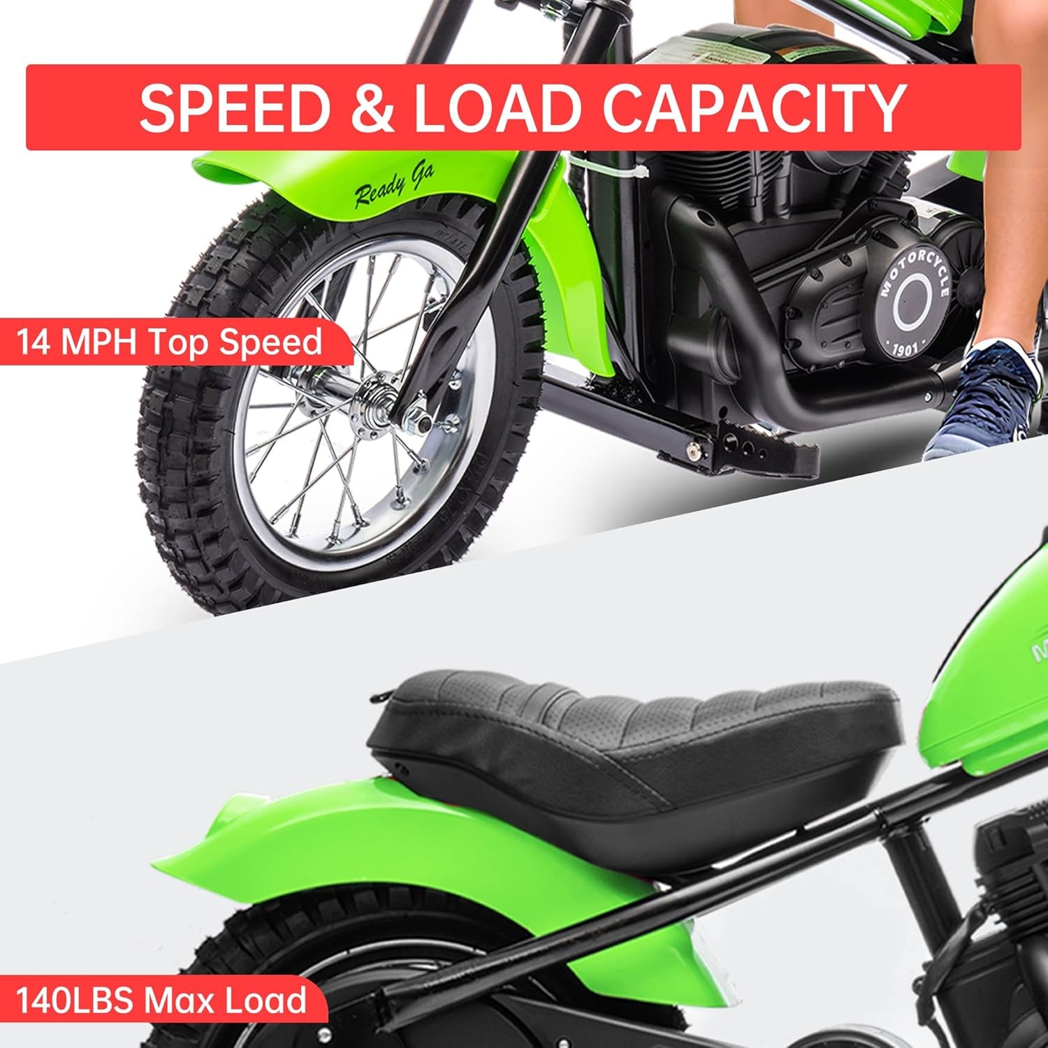 24V Electric Dirt Bike Kids Ride on Motorbike Electric Motorcycle Max Up 14 MPH
