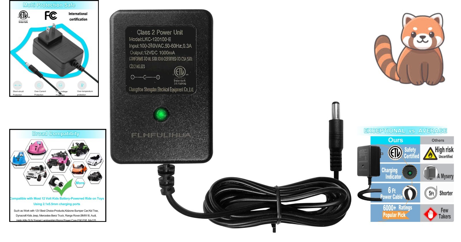 Universal 12V Battery Charger for Kids Ride-On Toys – Listed Safety