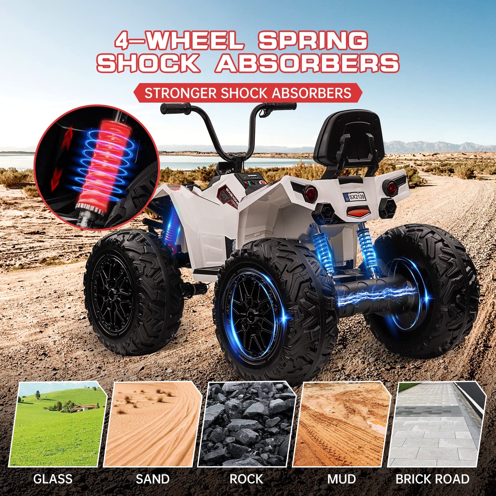 Kids ATV 24V Ride on Car 4WD Quad Electric Vehicle 4x80W 7AHx2 Battery LED Toy
