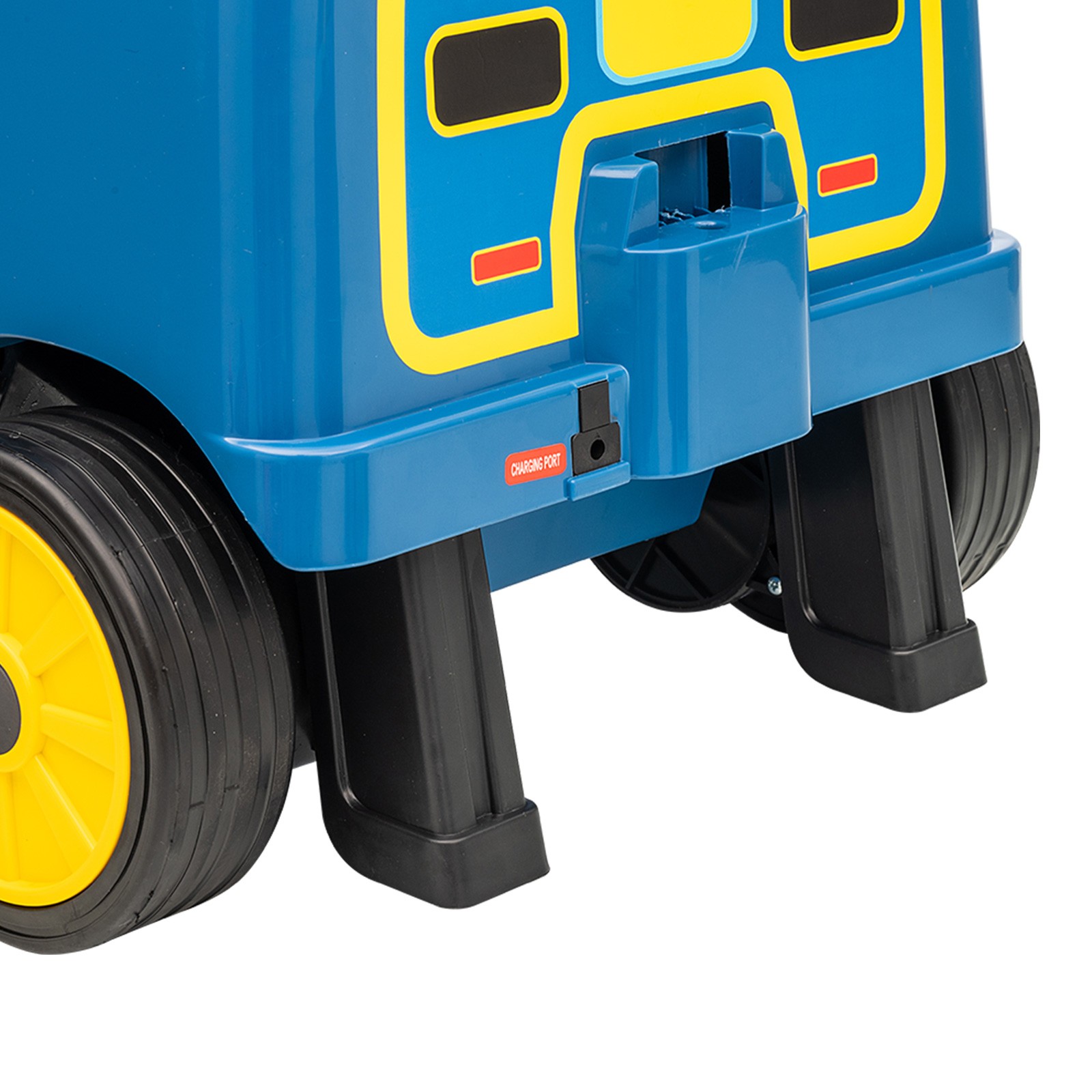 Electric 12V 2-Seater Kids Blue/Red Ride On Train w/2-Speed,Music,Lights,Storage