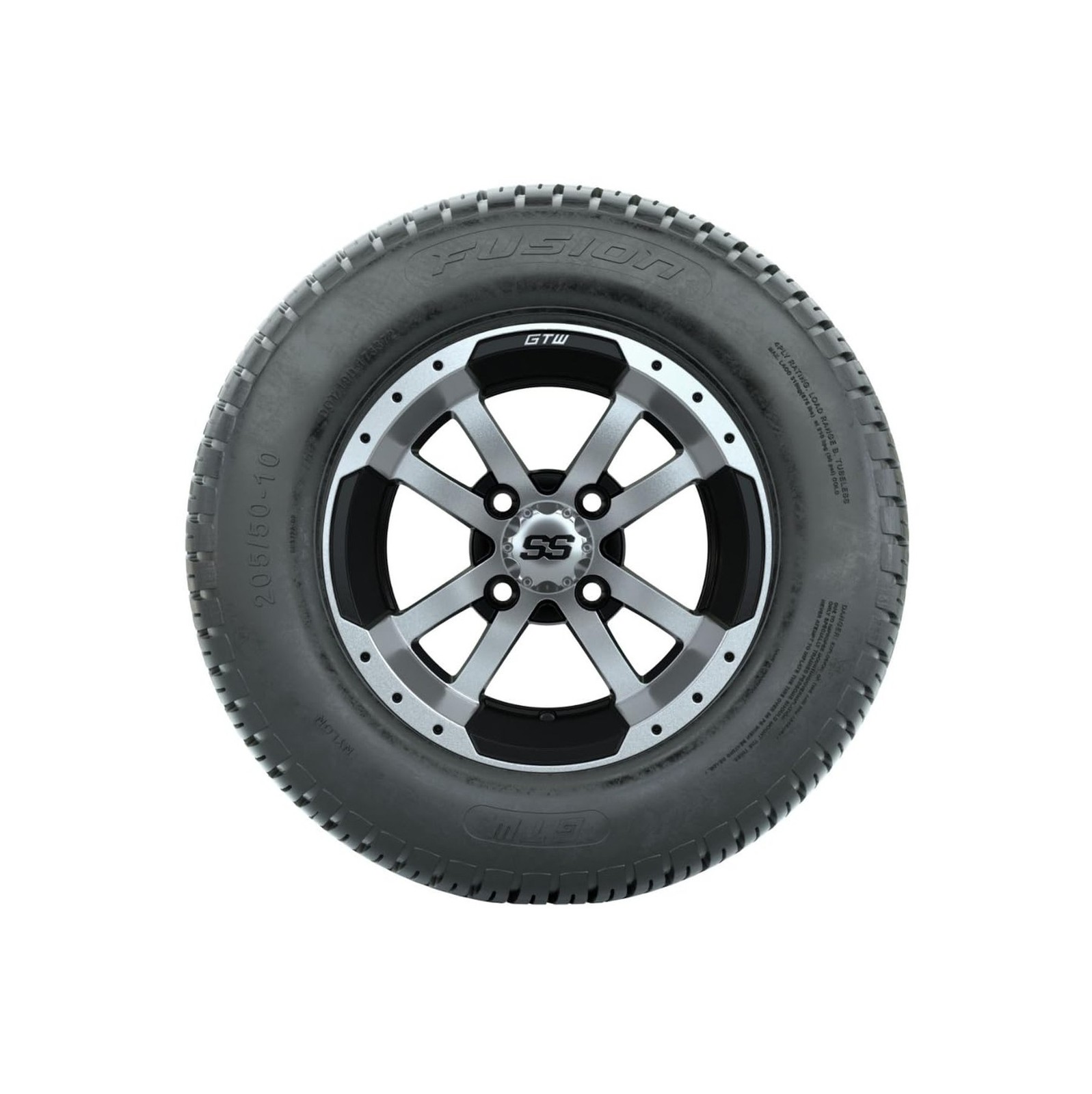 GTW 10 Inch Golf Cart Wheels and Tires Combo | Storm Trooper Machined/Black W…