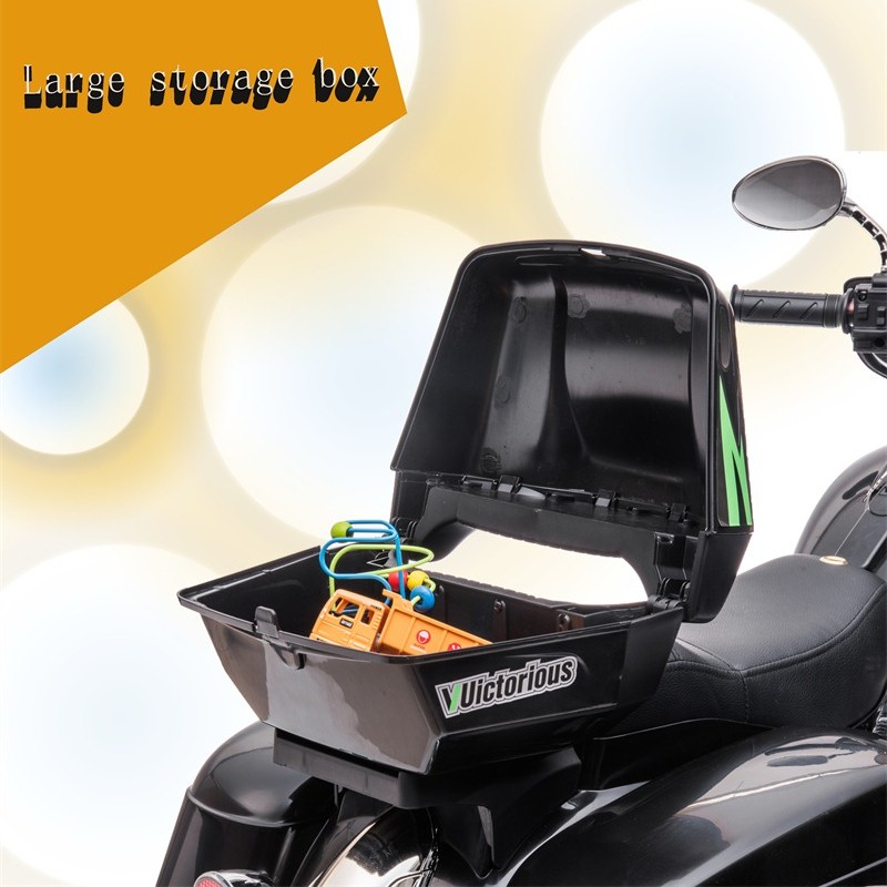12V Kid Motorcycle Ride On Toy Key Start 3-Wheel 2-Seat Motorbike for 3-6 Black