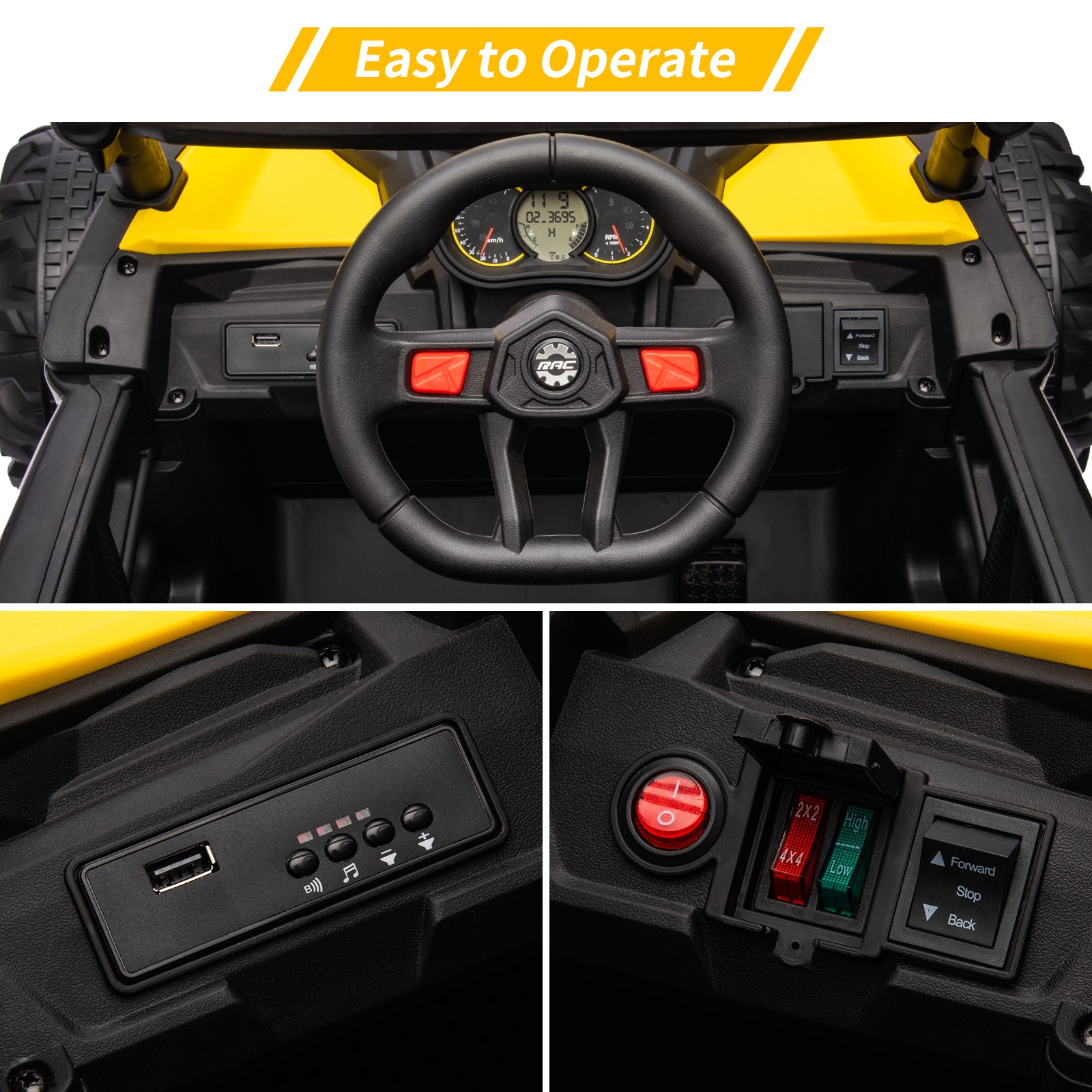 24V 2-Seater Electric Ride-On Car with RC,2 Motors,Toys Gifts for Boys and Girls