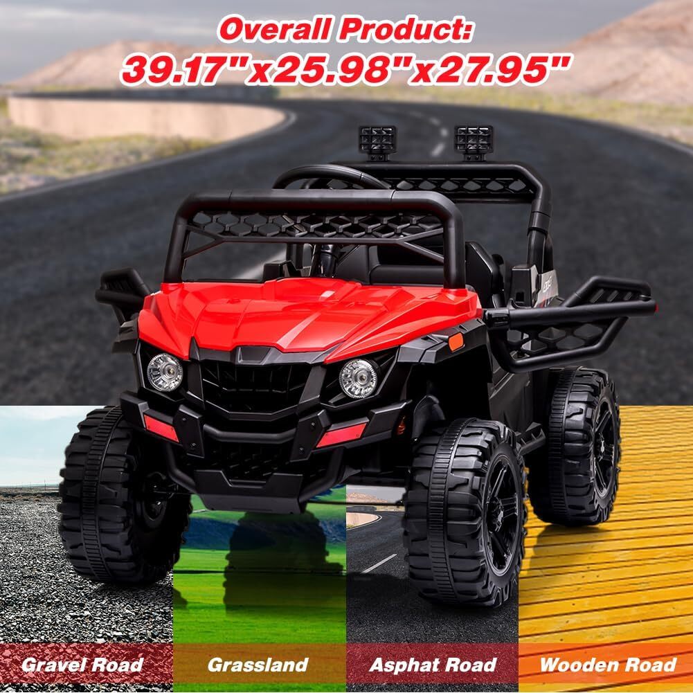 12V Ride On UTV Car Truck With Remote Control and Music 390W Double Motors Kids