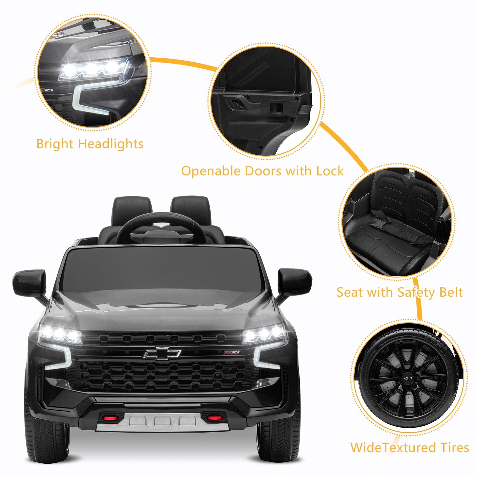 Licensed Chevrolet Tahoe Electric Car for Kids 3+, Children Ride On Toy Black