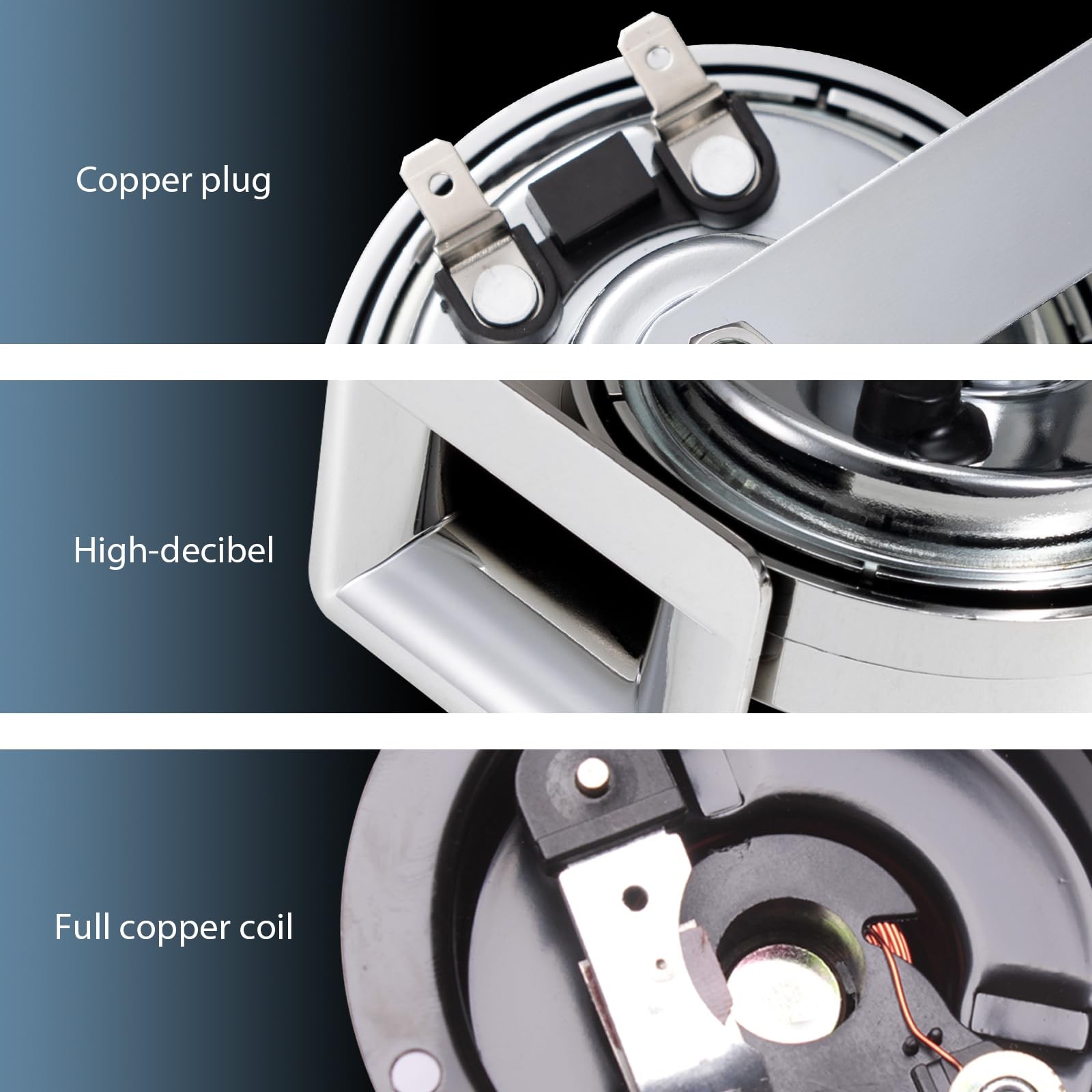 Silvery Chrome Snail Horn,130dB Loud Sounds Car Electric Dual Horns,Train Hor…