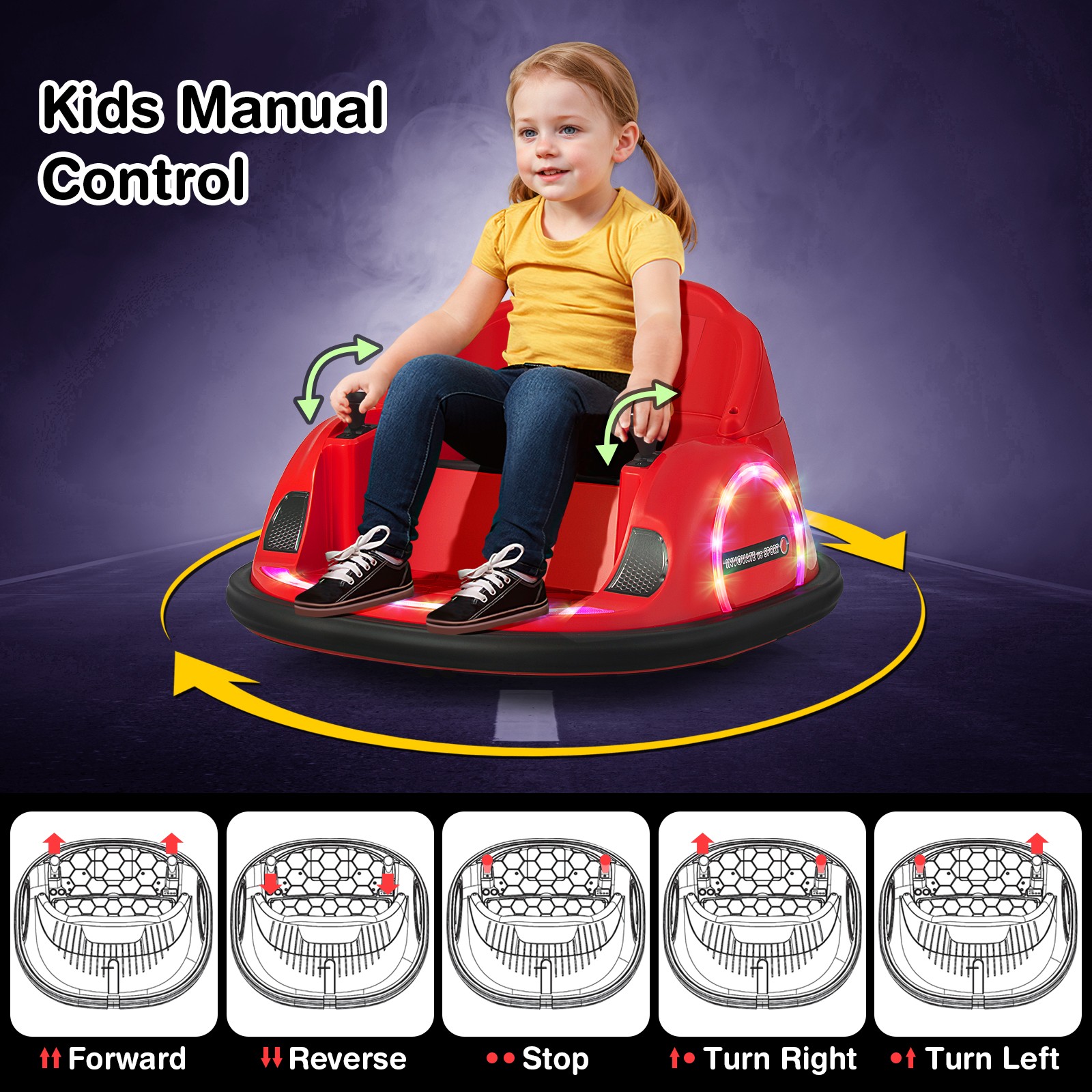 12V Electric 360° Spin Car Toy Ride on Bumper Car for Toddlers W/ Remote Control