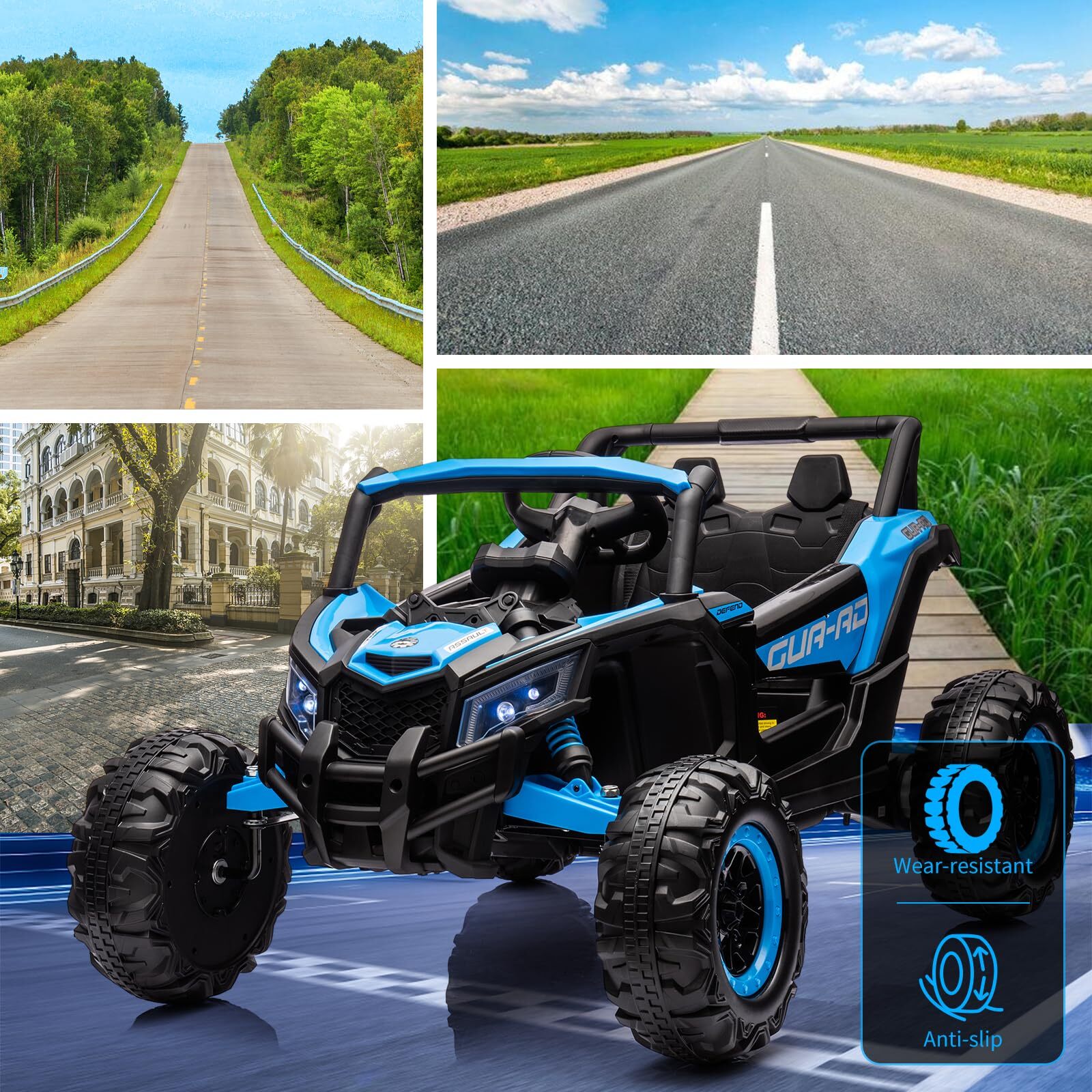 24V Kids Ride-On Utv Car with Remote Control Spring Suspension 200W Motor Music
