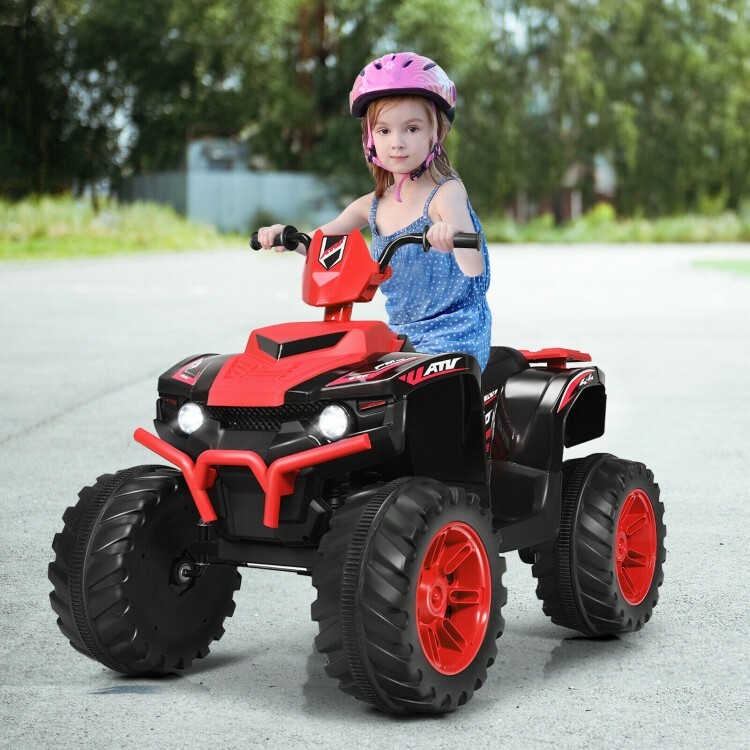 12V Kids Electric 4-Wheeler ATV Quad 2-Speeds Ride On Car Toys W/ LED Lights Red