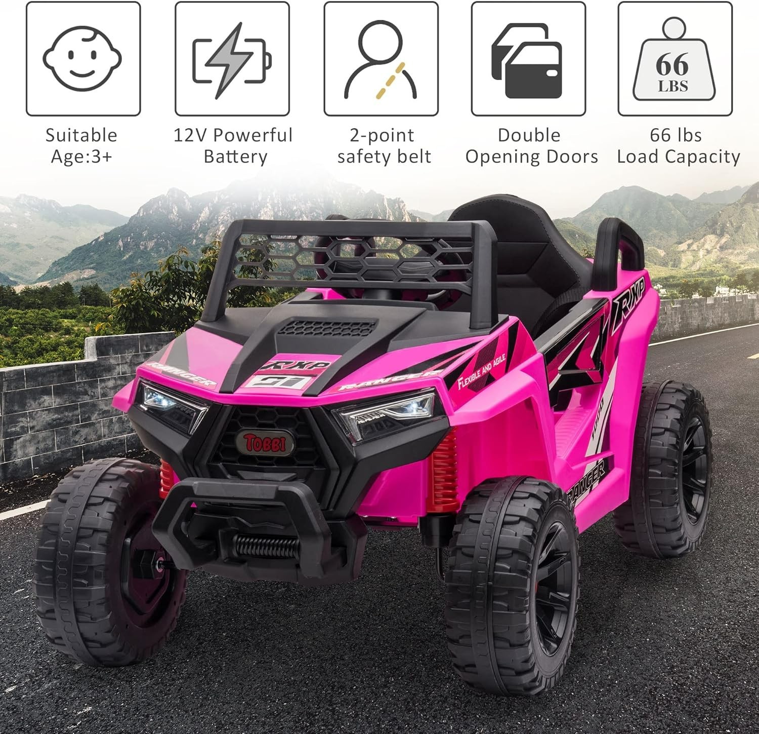 12V Kids Ride on Car, Electric Off-Road UTV Truck W/ Forward and Reverse Functio