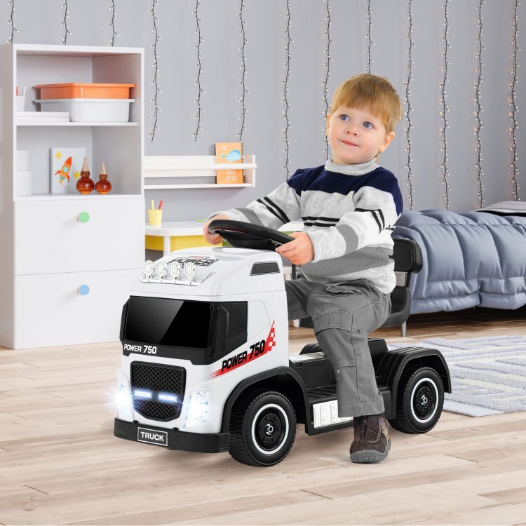 6V Power Battery 2-in-1 Kids Electric Ride-on Truck Car w/Height Adjustable Seat
