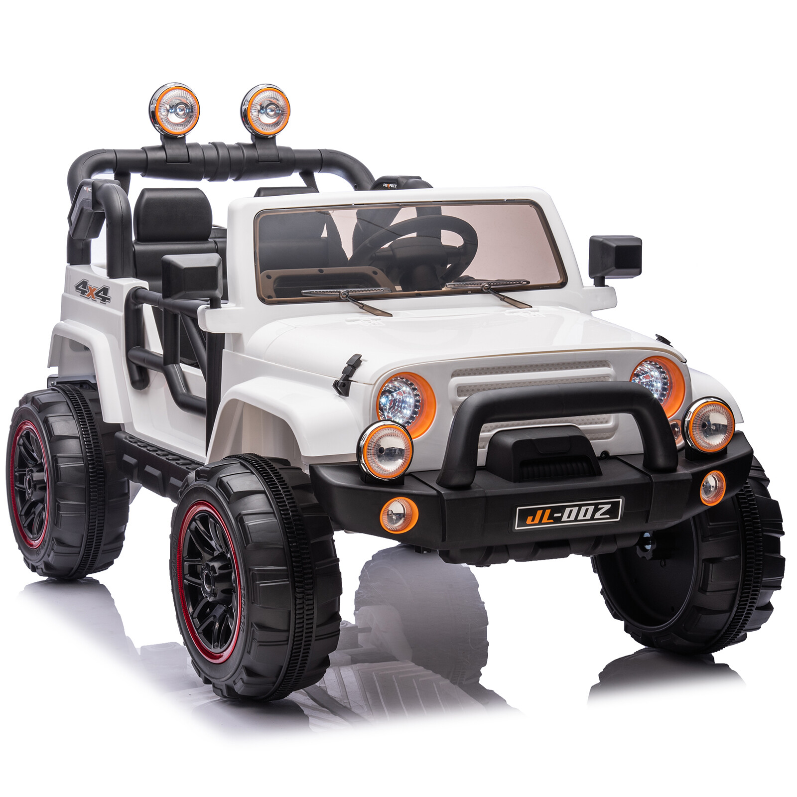 JOYLDIAS 12V Kids White Ride On Car Electric Toy Truck 3 Speed MP3 LED w/ Remote