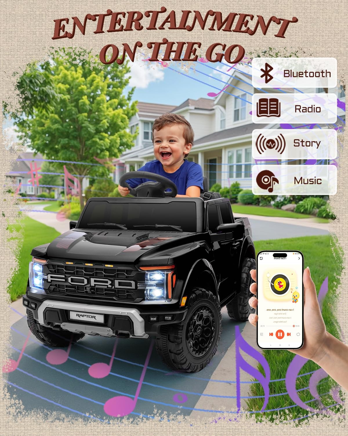 First Ride On 12V Licensed Ford F-150 Raptor Kids Ride On Toy Ride On Truck