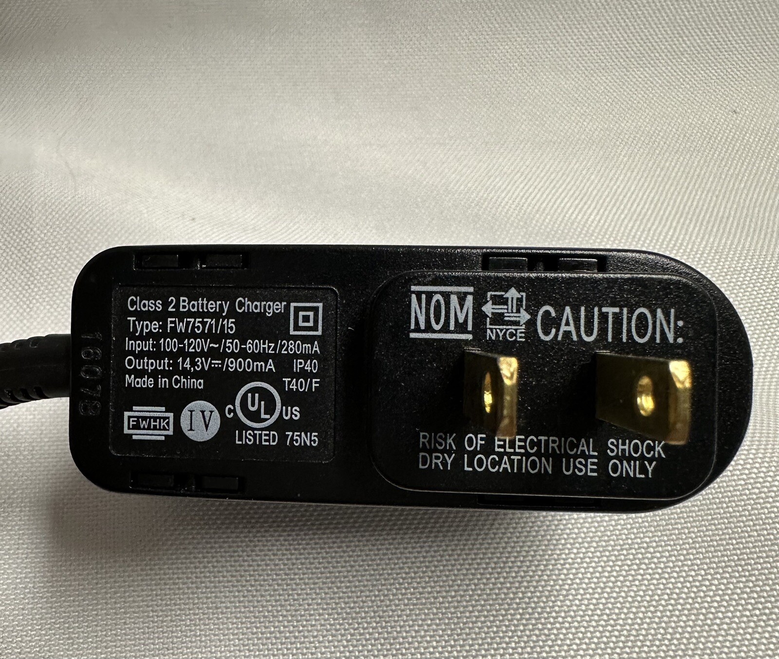 Peg Perego Charger Cord 12 Volt 12V Original Replacement OEM Class 2 Ride on Toy