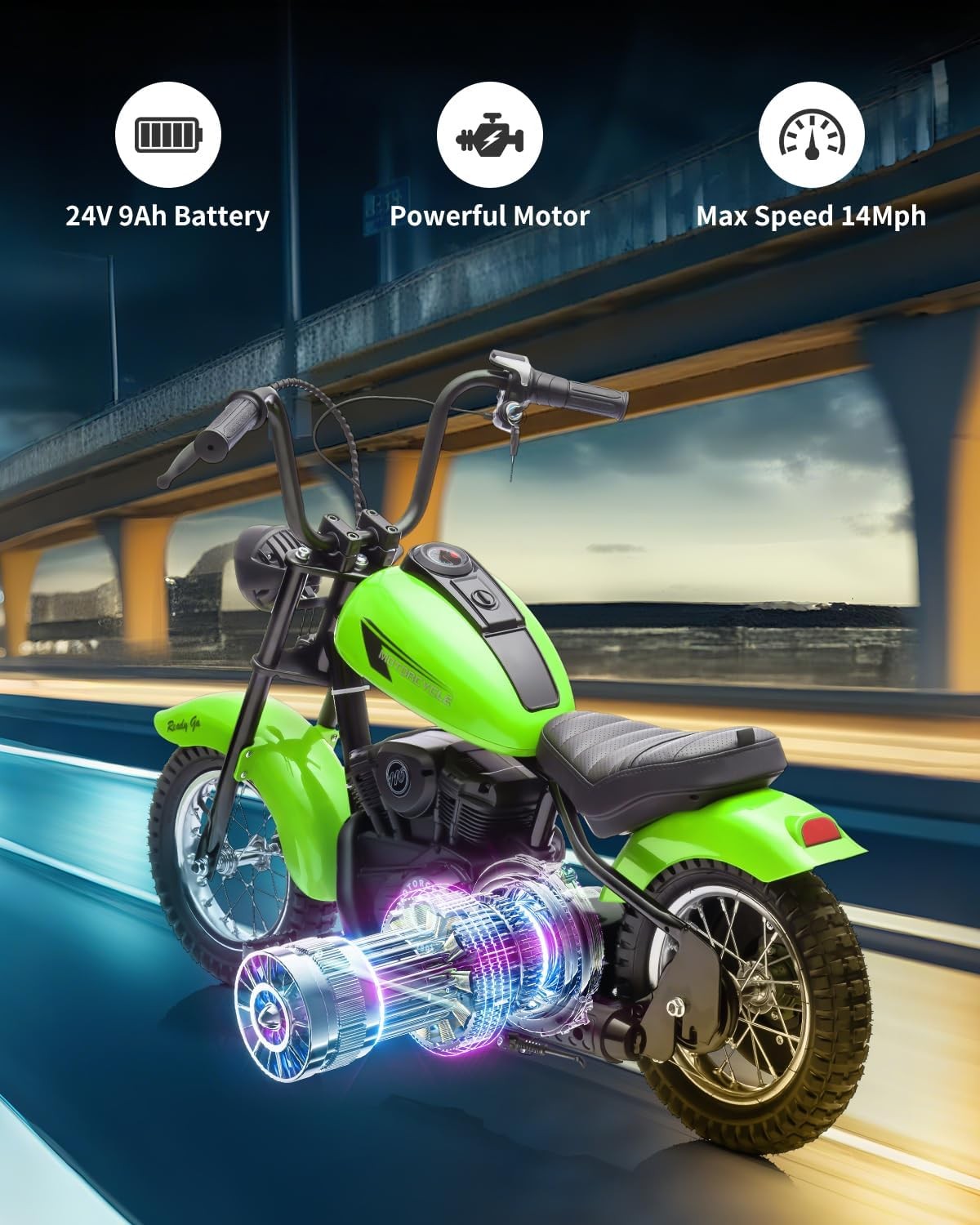 24V Electric Dirt Bike for Teens,250w Brushed Electric Motorcycle, Up to 14MPH